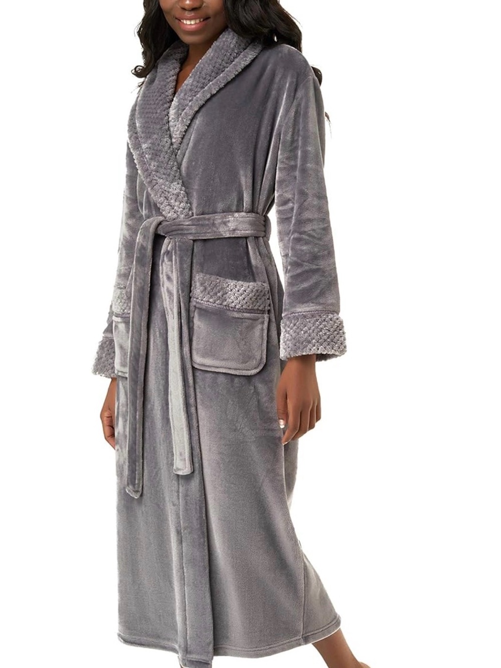 NWT Ladies Gray Plush Robe